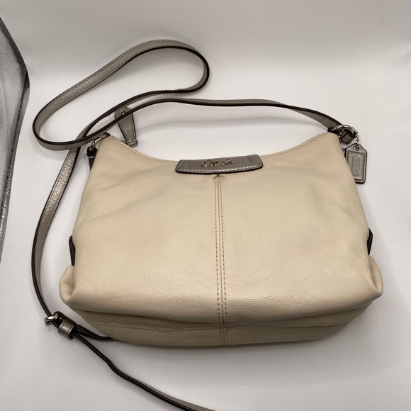 Coach Ashley Cream and Silver Leather Crossbody Bag EUC - Picture 7 of 15